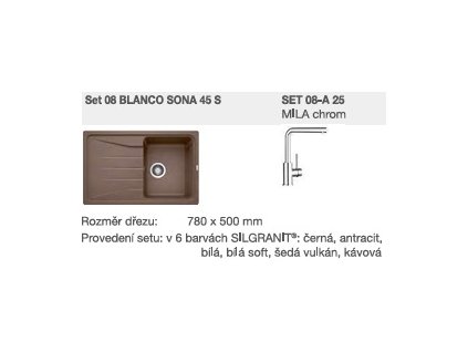 Blanco SET 08-A 25 SONA 45 S antracit + MILA chrom