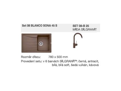 Blanco SET 08-B 25 SONA 45 S černá + MIDA černá