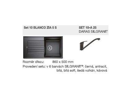 Blanco SET 10-A 25 ZIA 5 S šedá vulkán + DARAS šedá vulkán