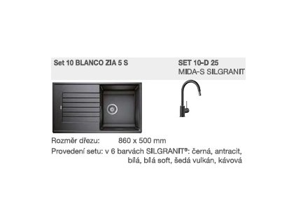 Blanco SET 10-D 25 ZIA 5 S antracit + MIDA-S antracit