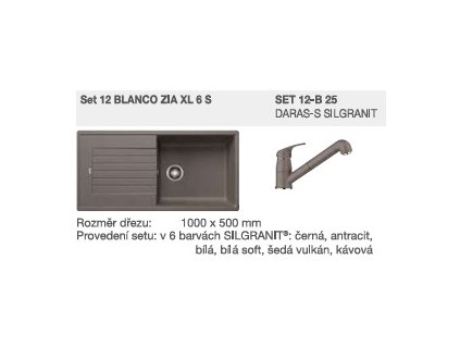 Blanco SET 12-B 25 ZIA XL 6 S šedá vulkán + DARAS-S šedá vulkán