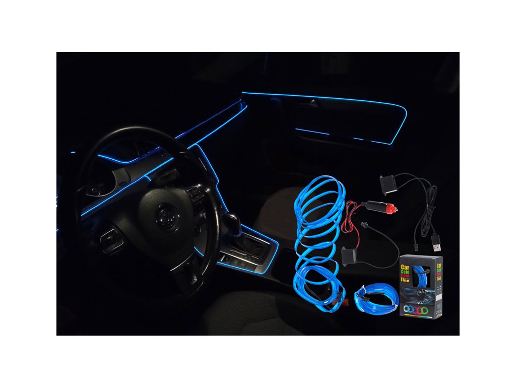 Svítící LED pásek do auta, pokoje Ambi light drát modrý 3 m (3)