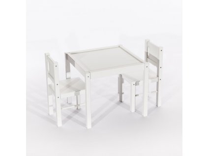 Tobiland dětský nábytek 3 ks, stůl s židličkami bílý (1)