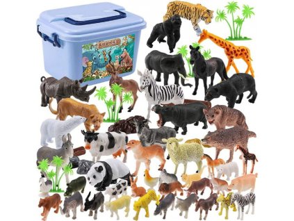 Velká sada zvířátek hospodářské, safari v krabičce 58 kusů (1)