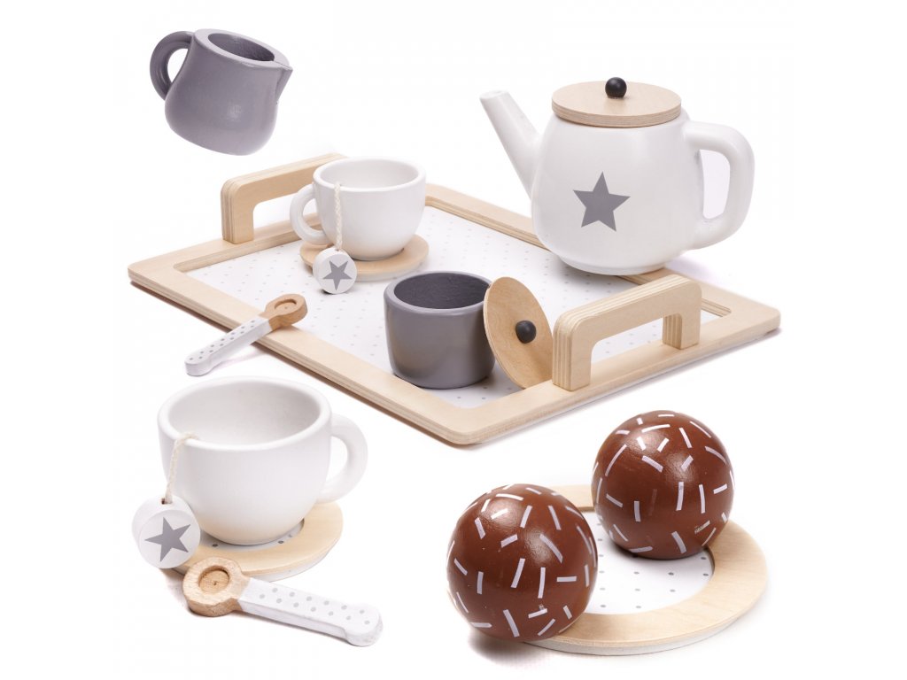 Detský drevený čajový, kávový servis pre 2 deti (1)