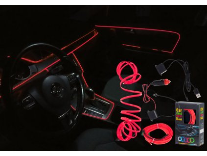 Svietiace LED pásik do auta, izby Ambi light drôt červený 3 m (3)