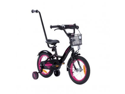 Detský bicykel 14 s vodiacou tyčou Lily čierna ružová (11)