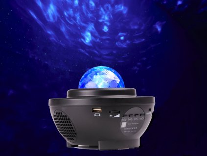 LED výkonný otočný projektor nočnej oblohy s bluetooth, repro, diaľkové ovládanie čierny (3)