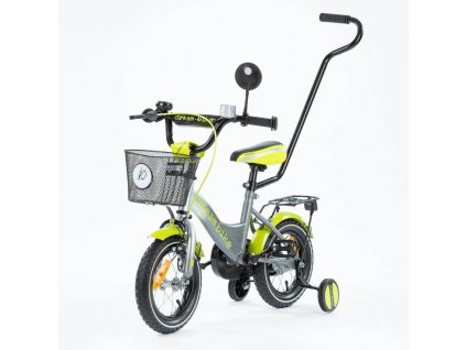 Detský bicykel 12 s vodiacou tyčou TBK Platinum silvergreen (9)