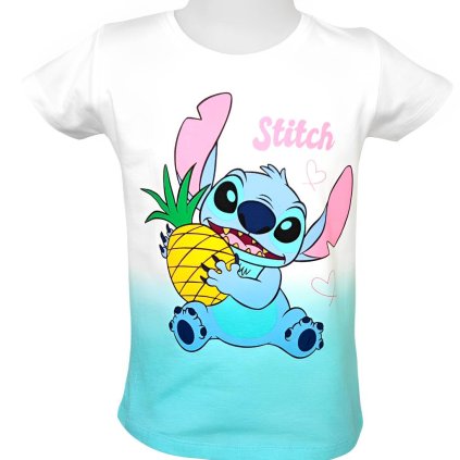 Stitch tričko bílo-tyrkysové