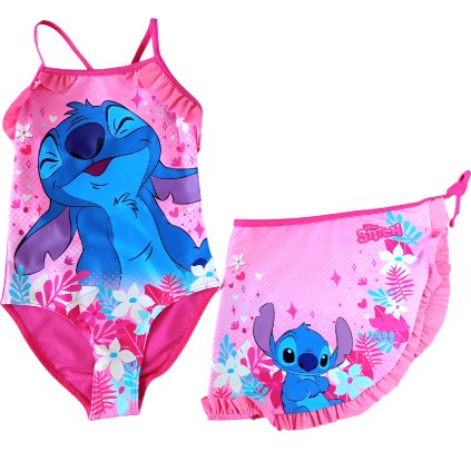 Stitch plavky růžové s plážovou sukni LIL36-0802