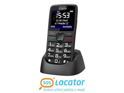 ALIGATOR A675 Senior černý + nabíjecí stojánek