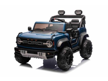 Elektrické autíčko Ford Bronco XL s pohonom zadných kolies, licencované (Dvojmiestne), modré, Lítiová batéria, Vysoký podvozok, Dve sedadlá, Odpružená zadná náprava, 2,4 GHz Diaľkový ovládač, MP3 prehrávač so vstupom USB, LED svetlá