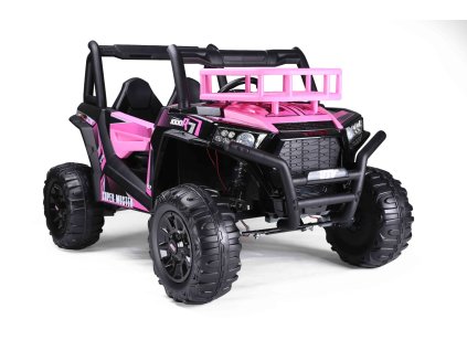Elektrické autíčko UTV 24V, ružové, dvojmiestné, 2 x 200 W Motor, Lítiová batéria, EVA kolesá, odpružené nápravy, ektrická brzda, čalúnené sedadlo, 2,4 GHz DO, Dvojmiestne, USB, SD karta