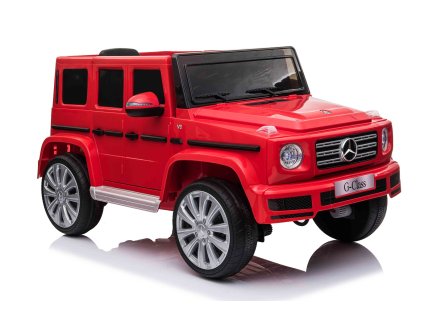 Elektrické autíčko Mercedes G500 12V, červené, 2,4 GHz diaľkové ovládanie, USB / SD Vstup, odpruženie, Lítiová batéria, LED svetlá, ORIGINÁL licencia