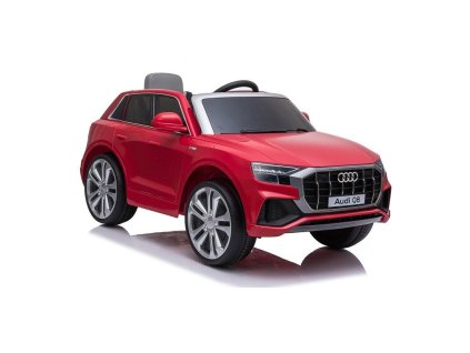 Elektrické autíčko Audi Q8, 12V, 2,4 GHz dialkové ovládanie, USB / SD Vstup, LED svetlá, 12V batéria, mäkké EVA kolesá, 2 X MOTOR, červené, ORIGINÁL licencia