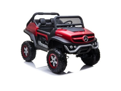 LeanToys l3968 Elektrické autíčko Mercedes Unimog, 4x4, 12V, 2,4 GHz dialkové ovládanie, otváravé dvere, červená