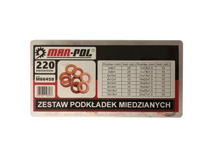 Podložky medené 220ks - MAR-POL M66458