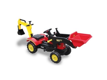 LeanToys Šľapací traktor s buldozérom a červenou lyžicou, červená
