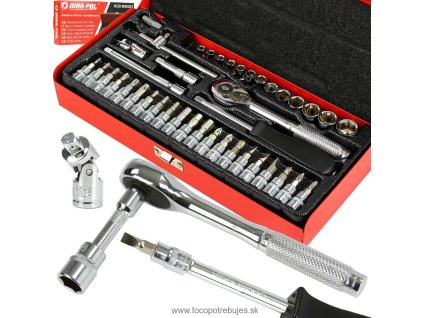 Sada nástrčných hlavic 1/4" 42ks 4-14mm + bity - MAR-POL M58203