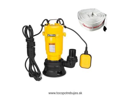 Kalové čerpadlo s drvičom a plavákom PM-PDS-3000P + hasiaca hadica 2" 20m - POWERMAT