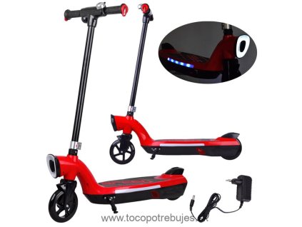 Elektrická Kolobežka 12V 45W s LED osvetlením, nosnosť 50kg, červená