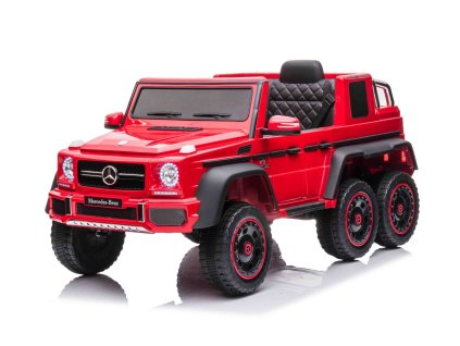 Elektrické autíčko Mercedes-Benz G63 AMG 6X6, Jednomiestne, červené, 6 Kolies s nezávislým odpružením, Pohon 2 x 45W, 12V10AH Batéria, Plastové kolesá a sedadlo, Diaľkové ovládanie, Licencované