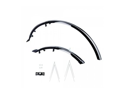 Sada blatníkov predné / zadné HYBRID pre použitie na bicykle / pneu 700C, OXFORD (čierne, šírka 56 mm, vr. Kotevných vzpier)