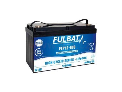 Lithiová baterie LiFePO4 FLP12-100 FULBAT 12,8V, 100Ah, 1280Wh, hmotnost 12,55 kg, 326x173x212