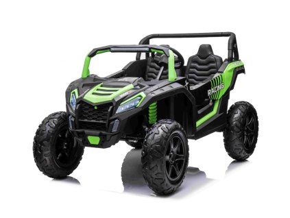 Elektrické autíčko UTV XXL 24V, zelené, dvojmiestne, výkonny motor s diferenciálom, Nafukovacie gumené kolesá, odpružené zadné nápravy, kotúčová brzda, čalúnené sedadlo, nastaviteľný volant, bluetooth, MP3 prehrávač so vstupom USB