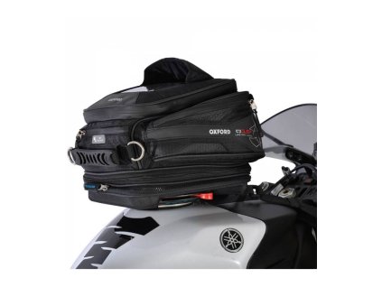 Tankbag na motocykel Q15R QR, OXFORD - Anglicko (čierny, s rýchloupínacím systémom na viečka nádrže, objem 15 l)