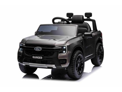 Elektrické autíčko FORD Ranger 12V, Sivá metalíza, Koženkové sedadlo, 2,4 GHz diaľkové ovládanie, Bluetooth / USB Vstup, Odpruženie, 12V batéria, Plastové kolesá, 2 X 30W MOTOR, ORIGINAL licencia