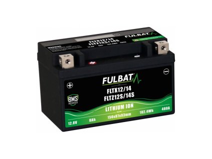 Lithiová baterie LiFePO4 YTX12-BS, YTX14-BS, YTZ12S-BS, YTZ14S-BS FULBAT 12V, 8Ah, 480A, hmotnost 1,20 kg, 150x87x93