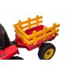 Zánovný elektrický Traktor WORKERS s vlečkou, červený, Pohon zadných kolies, 12V batéria, Plastové kolesá, široké sedadlo, 2,4 GHz Diaľkový ovládač, Jednomiestne, MP3 prehrávač so vstupom USB/SD, LED Svetlá, Bluetooth