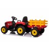 Zánovný elektrický Traktor WORKERS s vlečkou, červený, Pohon zadných kolies, 12V batéria, Plastové kolesá, široké sedadlo, 2,4 GHz Diaľkový ovládač, Jednomiestne, MP3 prehrávač so vstupom USB/SD, LED Svetlá, Bluetooth