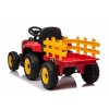 Zánovný elektrický Traktor WORKERS s vlečkou, červený, Pohon zadných kolies, 12V batéria, Plastové kolesá, široké sedadlo, 2,4 GHz Diaľkový ovládač, Jednomiestne, MP3 prehrávač so vstupom USB/SD, LED Svetlá, Bluetooth
