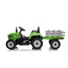 Zánovný elektrický Traktor WORKERS s vlečkou, zelený, Pohon zadných kolies, 12V batéria, Plastové kolesá, široké sedadlo, 2,4 GHz Diaľkový ovládač, Jednomiestne, MP3 prehrávač so vstupom USB/SD, LED Svetlá, Bluetooth