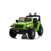 Elektrické autíčko JEEP Wrangler, Jednomiestne, Zelené, Koženkové sedadlá, Rádio s Bluetooth prehrávačom, SD/USB vstup, Pohon 4x4, Lítiová batéria, EVA kolesá, Odpružená náprava, 2,4 GHz Dialkové Ovládanie
