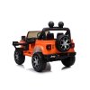 Elektrické autíčko JEEP Wrangler, Jednomiestne, Oranžové, Koženkové sedadlá, Rádio s Bluetooth prehrávačom, SD/USB vstup, Pohon 4x4, Lítiová batéria, EVA kolesá, Odpružená náprava, 2,4 GHz Dialkové Ovládanie
