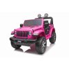 Elektrické autíčko JEEP Wrangler, Jednomiestne, Ružové, Koženkové sedadlá, Rádio s Bluetooth prehrávačom, SD/USB vstup, Pohon 4x4, Lítiová batéria, EVA kolesá, Odpružená náprava, 2,4 GHz Dialkové Ovládanie