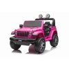 Elektrické autíčko JEEP Wrangler, Jednomiestne, Ružové, Koženkové sedadlá, Rádio s Bluetooth prehrávačom, SD/USB vstup, Pohon 4x4, Lítiová batéria, EVA kolesá, Odpružená náprava, 2,4 GHz Dialkové Ovládanie