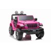 Elektrické autíčko JEEP Wrangler, Jednomiestne, Ružové, Koženkové sedadlá, Rádio s Bluetooth prehrávačom, SD/USB vstup, Pohon 4x4, Lítiová batéria, EVA kolesá, Odpružená náprava, 2,4 GHz Dialkové Ovládanie