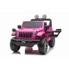 Elektrické autíčko JEEP Wrangler, Jednomiestne, Ružové, Koženkové sedadlá, Rádio s Bluetooth prehrávačom, SD/USB vstup, Pohon 4x4, Lítiová batéria, EVA kolesá, Odpružená náprava, 2,4 GHz Dialkové Ovládanie