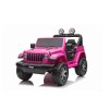 Elektrické autíčko JEEP Wrangler, Jednomiestne, Ružové, Koženkové sedadlá, Rádio s Bluetooth prehrávačom, SD/USB vstup, Pohon 4x4, Lítiová batéria, EVA kolesá, Odpružená náprava, 2,4 GHz Dialkové Ovládanie