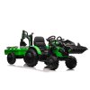 Elektrický traktor TOP-WORKER 12V s naberačkami a prívesom, Jednomiestne, zelené, mäkké PU sedadlo, MP3 Prehrávač s USB vstupom, Zadný pohon, 2 x 45W Motor, EVA kolesá, Lítiová batéria