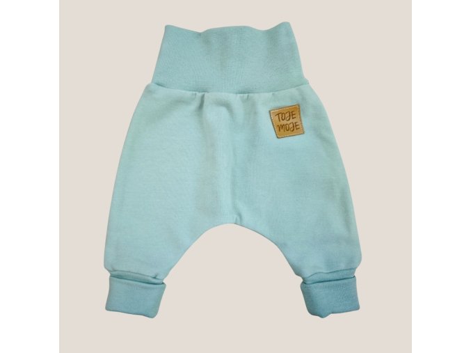 Jednobarevné baggy tepláčky tyrkysové