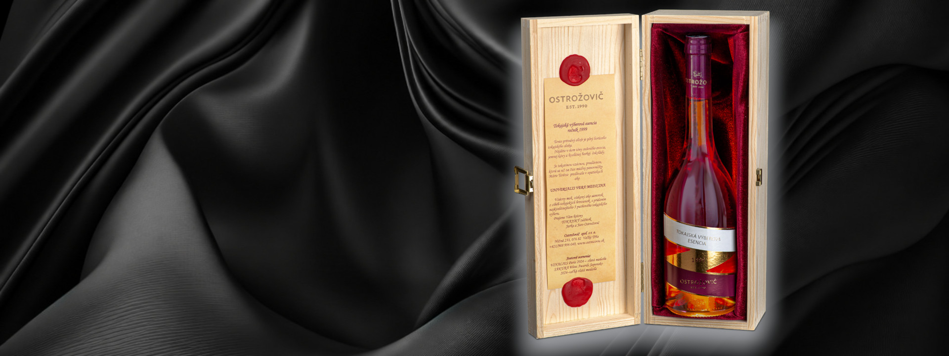 J & J Ostrožovič – Rượu vang Tokaj Essencia tuyển chọn 1999 trong hộp quà tặng bằng gỗ sang trọng
