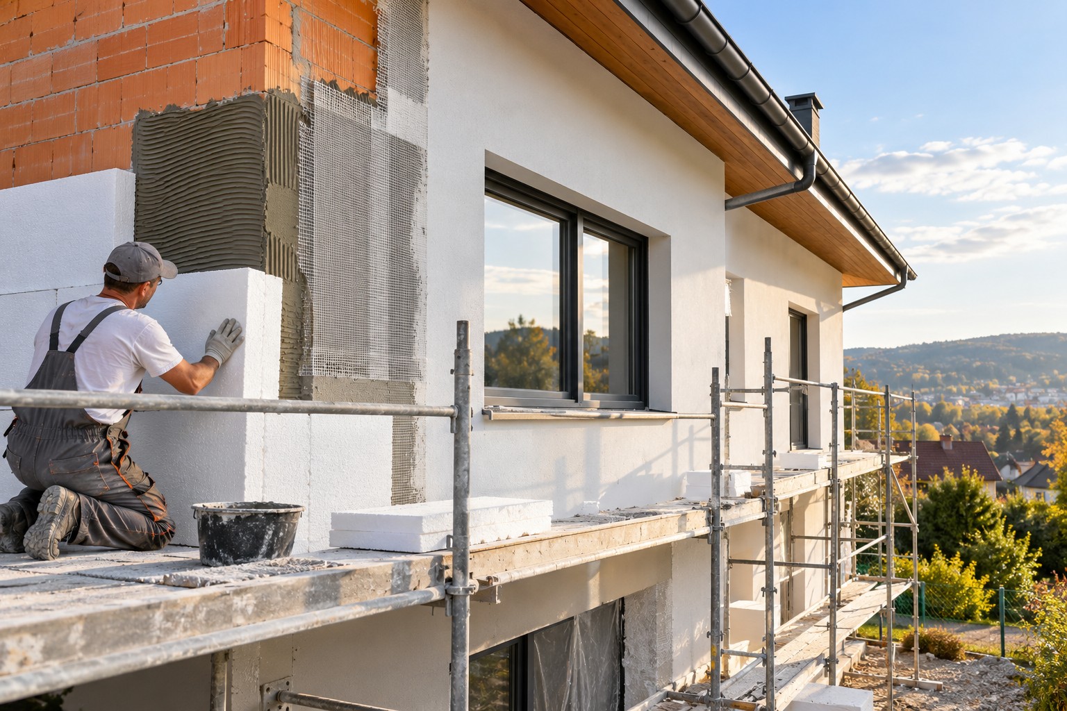 Montáž kontaktního zateplovacího systému ETICS na fasádu