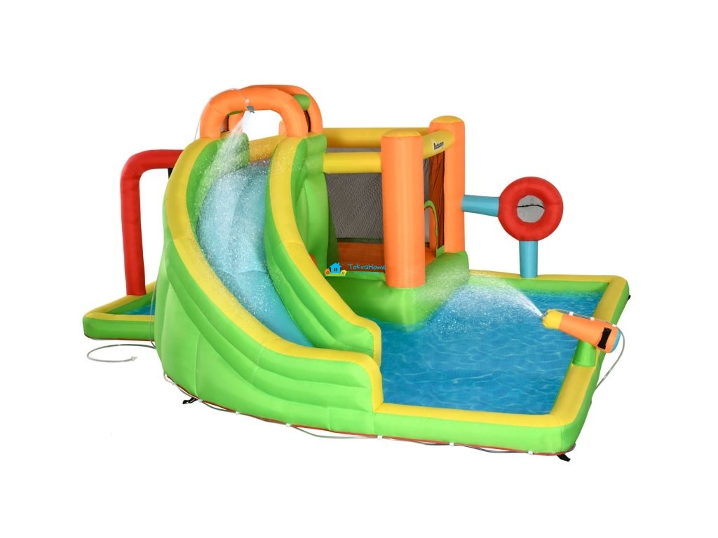 Samonafukovací vodní skákací hrad pro děti se skluzavkou a vodním bazénkem 478 x 440 x 210cm