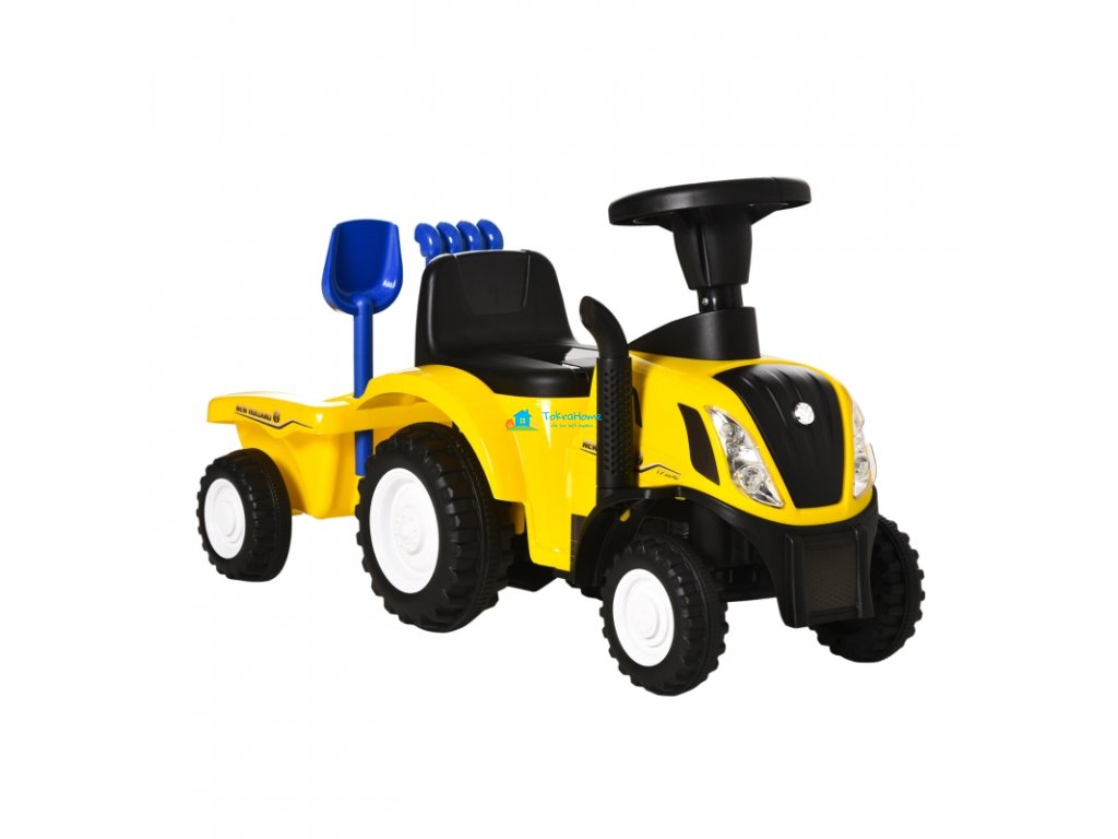 Dětské odrážedlo traktor s přívěsem, žlutá, 91 x 29 x 44 cm